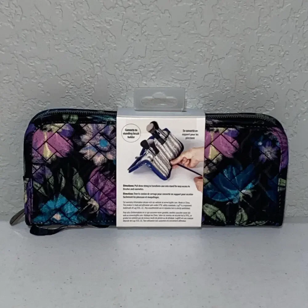Lug Sleeper Foldable Cosmetic Brush Holder Organizer Bloom Black Floral NEW